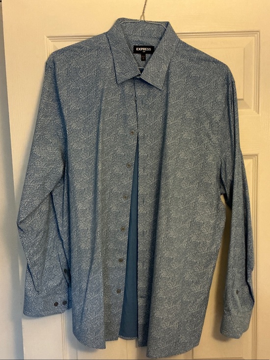 Express Other - Express Men's Light Blue Micro-Pattern Dress Shirt